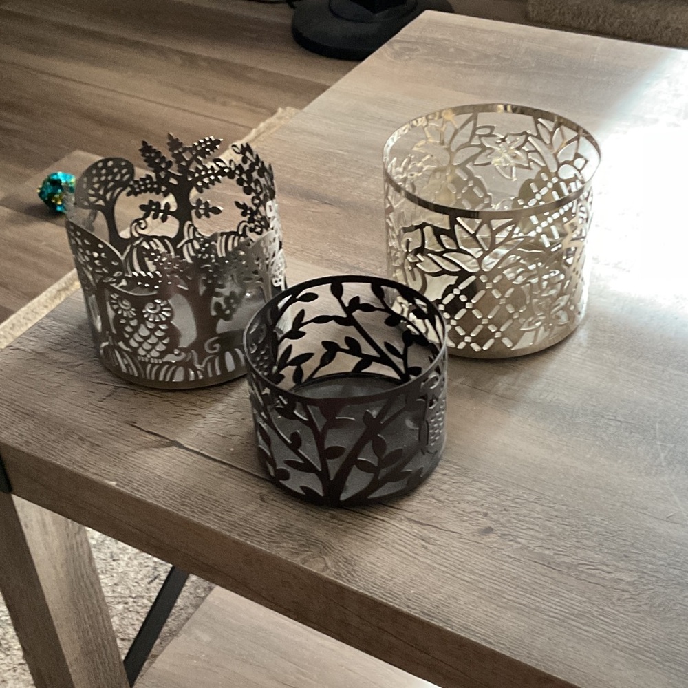 Bath & Body Works Candle Holders - Black, Silver, Cream